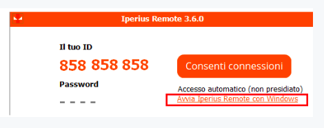 Iperius Remote - avviare l'accesso non presidiato